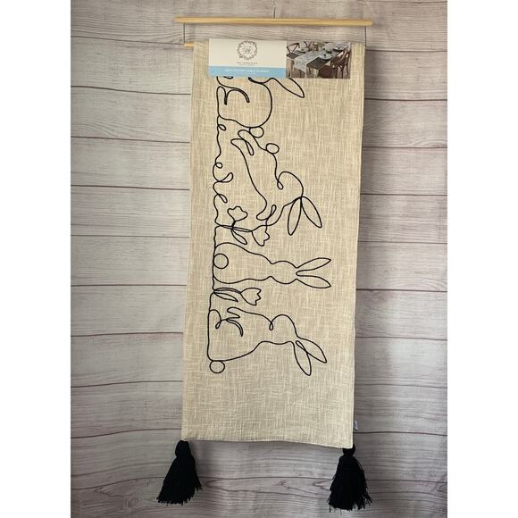 The Farmhouse by Rachel Ashwell Easter Bunny Rabbit Table Runner Tassels 16x90" - Picture 4 of 16